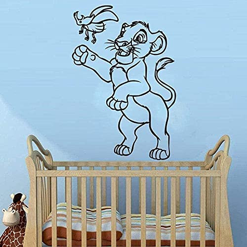 Décoration De La Maison Stickers Muraux Papier Peint Roi Lion Papillon Petit Lion Enfants Chambre Art Dessin Animé Animal 58X87Cm