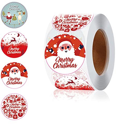 500 Stück Geschenk Aufkleber, Weihnachts Aufkleber, Sticker Etiketten, Rund Geschenk-Aufkleber, Selbstgemacht Geschenksticker, Etiketten Flaschenetiketten, Etiketten für Backen Marmelade