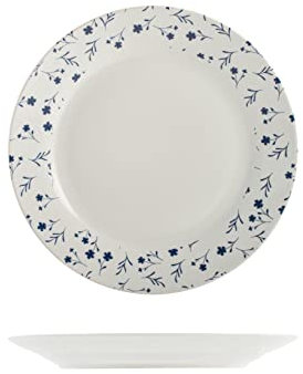 Home Bloom Lot de 6 assiettes plates, porcelaine, aile, 24 cm