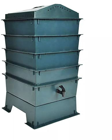 Susany Wurm Farm 4 Tabletten inkl. Einstreumaterial Wurmkomposter Komposter 42 x 42 x 60 cm Mit 4 - stöckige Wurmfarm und Schneckenbettung,HDPE-Kunststoff