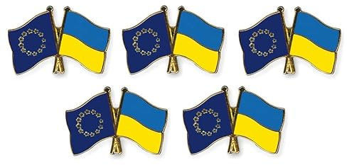 Yantec Freundschaftspin Europa - Ukraine Pin 5er Pack Anstecknadel Doppelflaggenpin