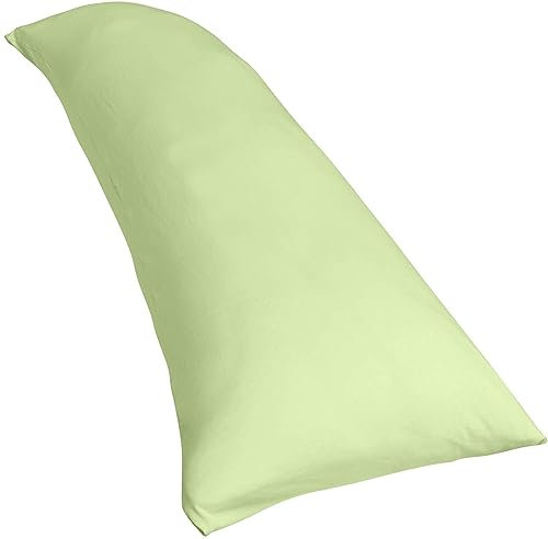 Traumreiter Seitenschläferkissen mit Bezug Baumwolle, orthopädisches Memory Foam Kissen Visco für Seitenschläfer, ca. 140x40 langes Lagerungskissen Erwachsene Side Sleeper Body Pillow (Lind Grün)