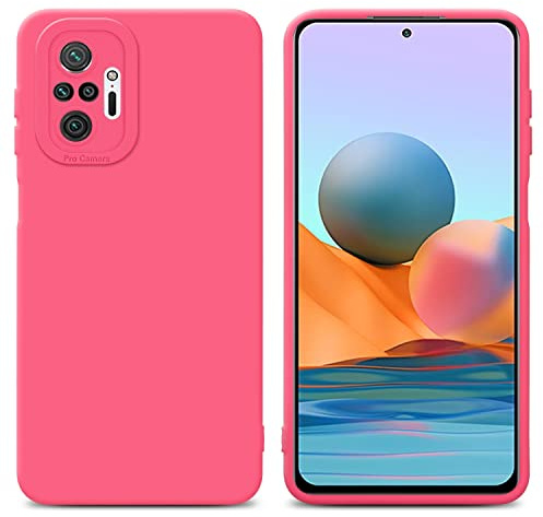 Cadorabo Hülle kompatibel mit Xiaomi RedMi Note 10 PRO Schutzhülle TPU Silikon Case Liquid Design mit Kameraschutz Slim Kratzfest Gummi mit Rundumschutz Case Hülle für Xiaomi RedMi Note 10 PRO in Rot
