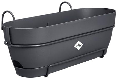 Elho Vibia Campana Trough Allin1 50 - Fioriera per Balcone - Ø 50.4 x H 17.7 cm - Nero/Anthracite