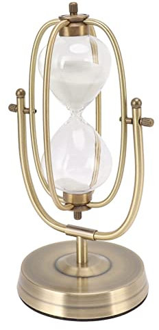 TOPINCN Sanduhr aus Metall und Glas, Exquisite Handschmiede-Sanduhr, Handgefertigte Sanduhr, Vintage-Haushalts-Sanduhr-Ornament (Kleine 15 Minuten Rotation)