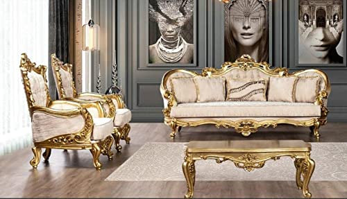 JV Möbel Couch Garnitur Sofagarnitur 3+1+1 Sitzer Sessel Sofas Set Stoff Sofa Barock Neu