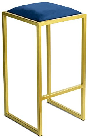 Barhocker Gold ohne Lehne 64 cm - Metall Barstuhl mit Gepolstertem Sitz - Loft Style