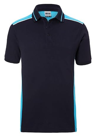 James & Nicholson Herren Workwear Polo Kontrast - Hochwertiges Poloshirt mit zahlreichen Akzenten aus Baumwolle und Polyester | Farbe: navy/turquoise | Grösse: L