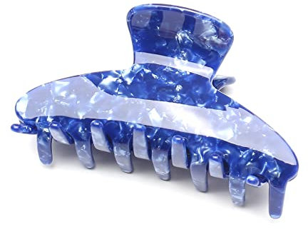 QinGoo pince à cheveux acétate de taille moyenne Belle pince à griffe pour femme, Accessoire de cheveux élégant pour adultes - 1 pièce(8,5 x 4,5 cm, Bleu)