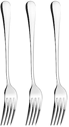 Qinglele Lot de 3 fourchettes de dîner en acier inoxydable 304, (17,5 cm)