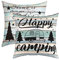 Loussiesd Glückliche Camping Kissenbezüge 2er Set Weiche Camper Kissenhülle Für Wohnzimmer Schlafzimmer Cartoon Camping Auto Dekorative Rustikale Holz Dekokissen für Sofa Stuhl Kissenbezug 45x45cm