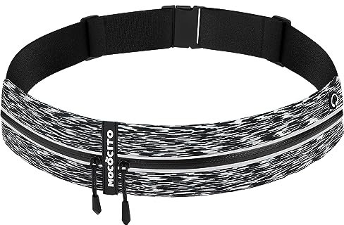 MOCOCITO Laufgürtel für Handy, Lauftasche, Hüfttasche für Jogging, Sport Jogging Gürtel, Running Belt, Fitnessgürtel, Handytasche, Geeignet für Mobiltelefone verschiedener(Horizontale Streifen Grau)