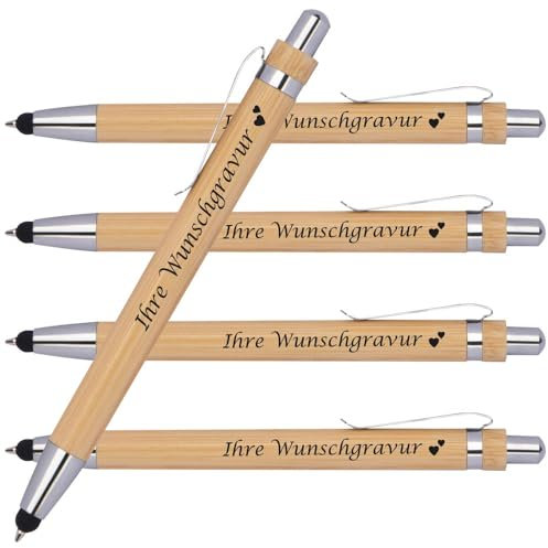 Juwelier Schönschmied Kugelschreiber mit Gravur | Bambus | inkl. Touchfunktion | Personalisiert | Nachhaltiger Werbekugelschriber mit Wunschgravur | Geschenkidee (5)
