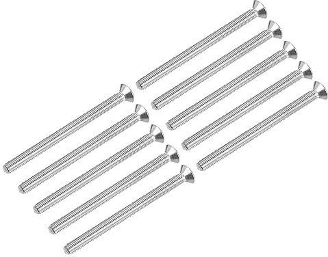 QUARKZMAN M5 x 70mm Hex Douille Plat Tête Tête fraisée Vis x 10PCS 304 Inox Acier Douille Tête Bouchon Vis Boulons pour Machines et Meubles, [Argent]