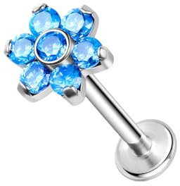 ZS ASTM F136 Titan 16G 8mm Piercing Schmuck für Knorpel Conch Tragus Helix Lippe Labret Ohr – Hypoallergen Innengewinde Flache Rücken Ohrringe Ohrstecker (#43 Blau)
