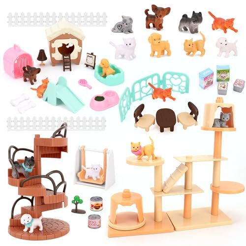 67PCS Puppenhaus Möbel Set für Kinder Spielzeug Haus für Baby Kinder Mädchen Jungen Alter 3+, Miniatur-Zubehör pädagogische Pretend Play Spielzeug für Kleinkinder