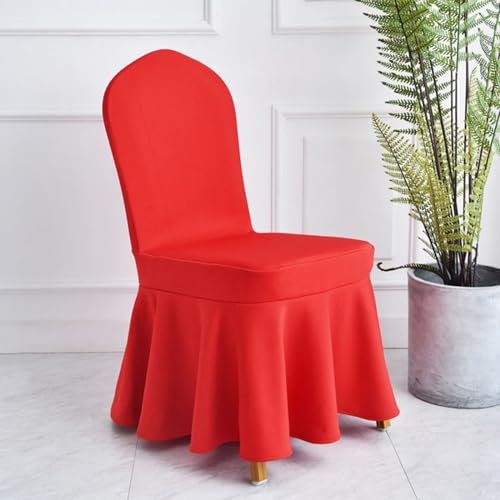 SwePer Boda Banquete Silla Cubre Falda Alta Elasticidad Silla Cubierta Spandex Tela Lavable para Banquete de Boda de Cocina,Rojo,Set of 10
