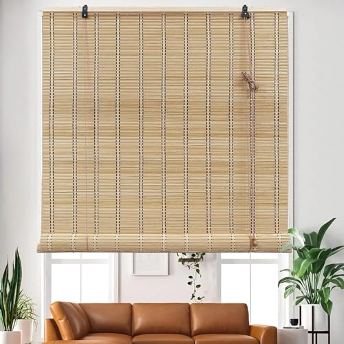 X1NGFU Store Enrouleur Bambou Naturel,Rideau en Bambou,Store à Rouleau en Bambou Panne D'électricité,Store Fenetre Occultant,pour Intérieur/Extérieur,Personnalisable,Largeur X Hauteur (50cm x 100cm)