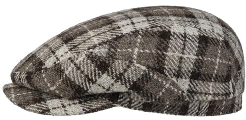 Stetson Harris Tweed Driver Flatcap Zeitlos Kariert Schirmmütze Wolle Herren Made in Germany Ganzjährig Dunkelbraun 61 cm