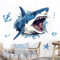 Supzone Wandtattoo 3D Hai Öffnender Mund Wandaufkleber Ozean-Thema Wandsticker Jungenzimmer Wand Dekor für Kinderzimmer Babyzimmer Schlafzimmer Spielzimmer Wanddeko