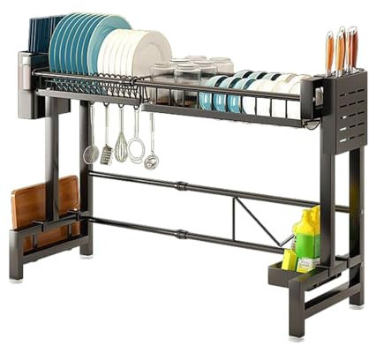 Escurreplatos retráctil sobre fregadero, escurridor de platos sobre el fregadero, estante de secado de platos de acero inoxidable que ahorra espacio, estante de almacenamiento de cocina para el hogar