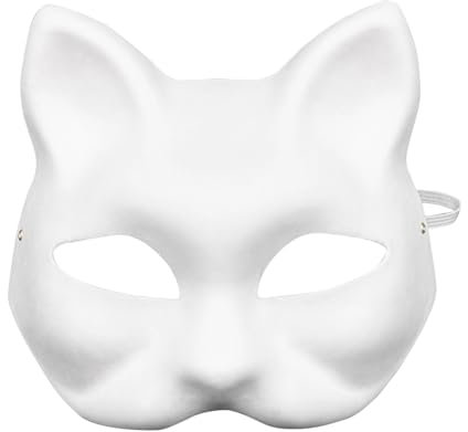 chiphop Amfirst Handgemalte Katzenmaske Maskenball Masken Leere DIY Masken Tier Masken zum Basteln Party Maske Unbemalt Unbemalt Masken für Kinder Zellstoff Blank Handgemalte Halloween
