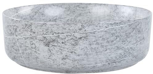 Lavabo sobre encimera de cerámica baño redondo ⌀ 37 cm gris mate efecto granito Gudar
