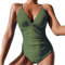 SUGSHYN Costume Intero Donna Scollo a V Curvy Costumi da Bagno Contenitivo Intero Modellante Un Pezzo Monokini Mare Piscina Spiaggia Imbottito Costumi Interi Elegante(Verde,XL)