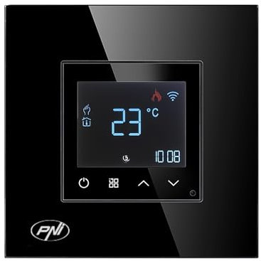PNI Smart thermostat CT25B WiFi for gas heating plant, recessed mounting, 16A, control from the Tuya Smart application, daily programming, manual/automatic mode, black color