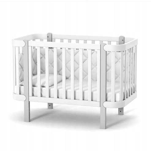 Veres Monaco Babybett/Gitterbett (120x60 cm) - Premium Luxus Kollektion, sicher & multifunktional (Weiß Grau)