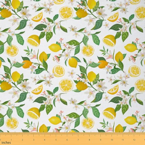 Homemissing Kinder Cute Zitrone Stoff Meterware für Stühle Floral Blume Patchwork Stoffe Tropisch Obst Drucken Stoff 92x150cm Sommer Urlaub Stil Polsterstoff