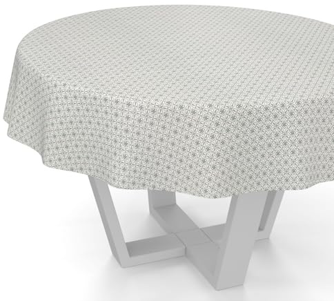 ANRO Wachstuchtischdecke Wachstischdecke Wachstuch Tischdecke abwaschbar Gartentischdecke Rund Oval Eckig Rund 120cm Schnittkante Italia Grau