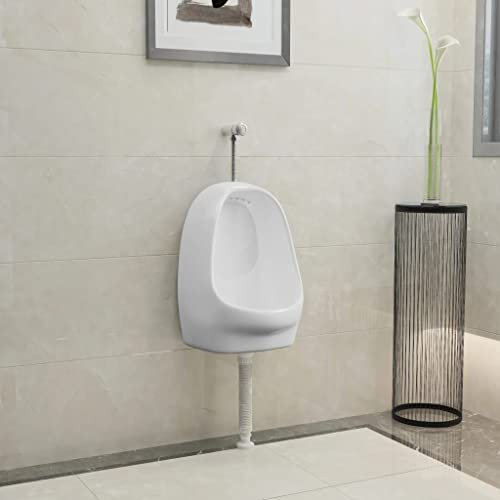Urinoir Mural, Urinoir Suspendu Urinoir Debout Cuvette d'Urinoir Urinoir suspendu avec valve de chasse d'eau Céramique Blanc