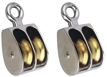Riemenscheibenblock, 52 mm, Doppelrolle, robuste Zinklegierung, Hebe-Riemenscheibe, Radsystem, Drahtseil, Kran, feste Riemenscheibe für drinnen und draußen, Silberfarben, 2 Stück