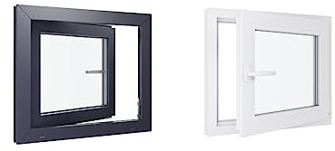 Ventana de PVC – 700 x 600 mm – Triple Acristalamiento – Bicolor blanco int/antracita ext-mango a la izquierda