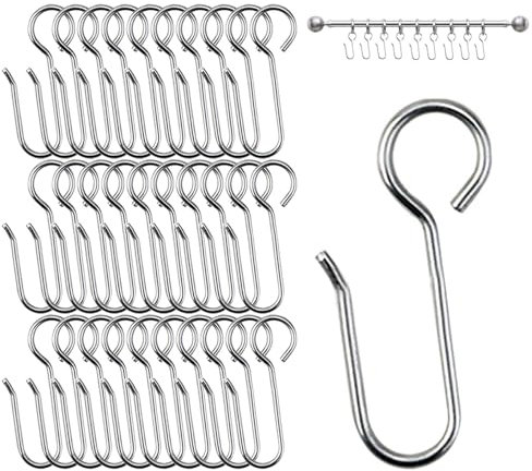 60 Stück S-Förmige Gardinenhaken Metall Vorhanghaken Gardinenhaken zum Einhängen 35mm Vorhanghaken,für Gardinen und Vorhangringe