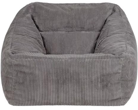 1-sitziger Dicker Cord-Sitzsack-Stuhl, Sitzsack-Bezug, Weicher Pouf, Ottomane, Ohne Füllstoff, Kinder-Erwachsene-Sitzsack-Stuhl, Fauler Sessel, Couch, Bodenbestuhlung, Rahmenlose Möbel(Gray,Single cov