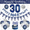 30. Geburtstag Deko Männer, Blau Silber Luftballons Geburtstag, Deko 30 Geburtstag Mann, Geburtstagsdeko 30 Jahre Party Deko mit Happy Birthday Girlande Konfetti Ballons für 30 Geburtstag Dekoration