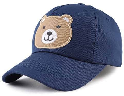 XIAOHAWANG Baseball cap Bambini Berretto da Baseball Estivo Cappellino Visiera Regolabile per Ragazze dei Ragazzi Cappello di Protezione UV per 2-10 Anni (Marino Orso, 6-24 Mesi)