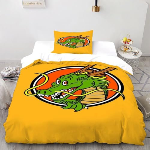 YOSERHGO Dragon Ball Bettwäsche Tiers Set Mit Bettbezug Und Kissenbezügen - Moderner Designstil - Passend Für Alle Bettgrößen - Langlebigkeit Gewährleistet Single(135x200cm)