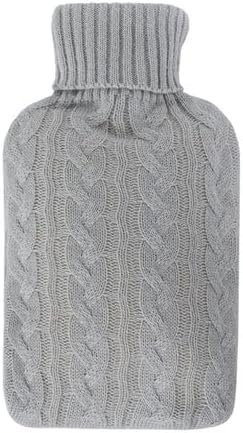 Primes DIY 2L Hot Water Bottle with Knitted Cover – Grey | Classic Rubber Hot Water Bag for Cramps, Back Pain, Foot Warmer, Neck & Shoulder Relief, Hot & Cold Therapy