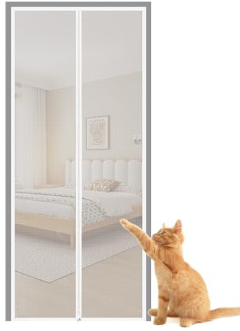 Fliegengittertür für Katzen – abnehmbare Barriere für Katzen, belüftetes, selbstklebend, für Balkon, Küche, Flur