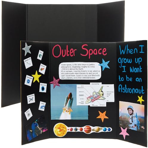 Baker Ross FN682 Small Black Presentation Boards - Pack of 4, 61cm x 41cm, Display Boards, Tabletop Projects, Craft Presentation