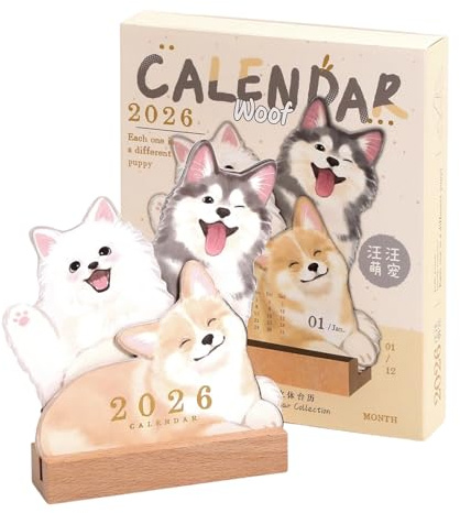 Schreibtisch-Kalender – Hunde-Themen-Kalender 2026 – Tisch-Monatsplaner, akademischer Zeitplan, Block für Kinder, Arbeit, Klasse, Schule, Alltag, Welpen, Kätzchen, Design, Datum, Zuhause