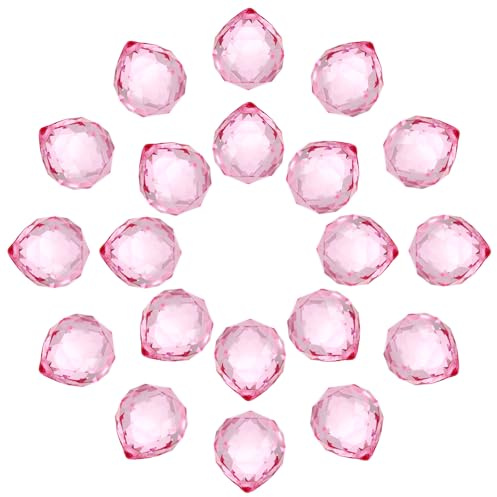 sourcing map Lot de 20 boules de cristal prisme - 20 mm - Attrape-soleil - Attrape-soleil pour lustre, fenêtre, décoration de mariage, décoration d'intérieur, rose
