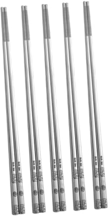 TOYANDONA 5 paires Baguettes Inox Carrées Antidérapantes Accessoires Cuisine Durables pour Repas Quotidiens et Voyage Design Créatif Non Glissant Set Pratique et Élégant