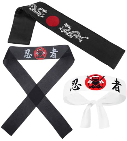 TOYANDONA 3 Stück Japanisches Ninja Stirnband aus Langlebigem Material Hachimaki Koch Bandana für Sport Sushi Zubehör und Kostüm Unisex für Erwachsene und Kinder