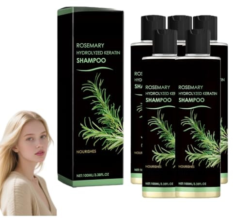 Rosmarin Shampoo mit hydrolysiertem Keratin - Rosmarin Haarwachstum Shampoo für Haarverdünnung für Frauen, Voluminieren & Verdicken Shampoos für Männer & Frauen, Reise Größe Shampoos (5)