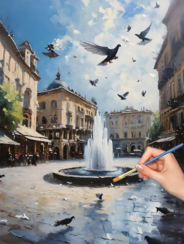 Peinture Numero Adulte Pigeon, DIY Peinture par Numéro Adulte Paysage, Paint by Numbers for Adultes avec Pinceaux, Acryliques, Numero d'Art pour Décoration Maison, Cadeau, 30x40cm, (Sans Cadre) -6756