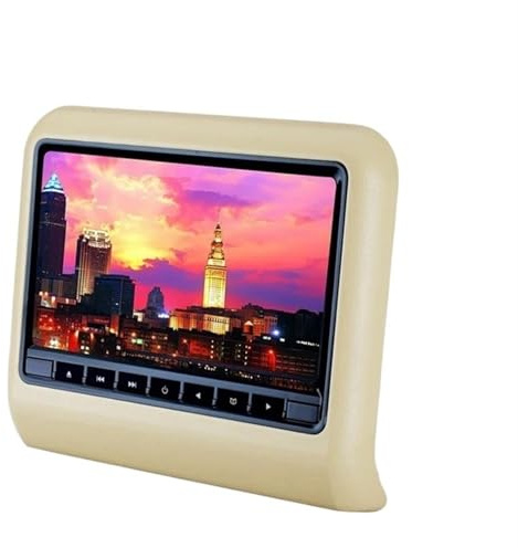 9 Zoll Autositzlehne Kopfstütze LCD-Display Mp3/mp4 Multimedia-Player Gaming FM-Transmitter Fernbedienung DVD-Player-Monitor Einfache Einrichtung Für Ausflüge(AV*1+DVD*1 Beige)